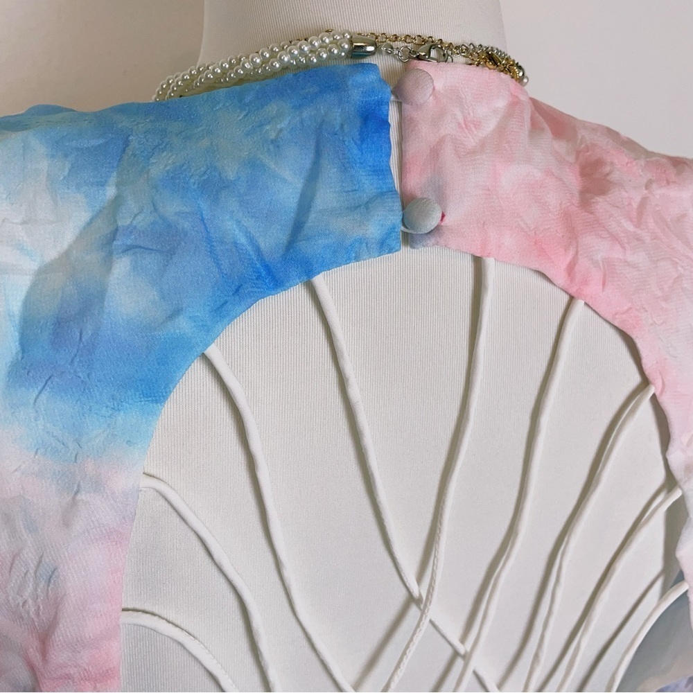 Elliatt Reflection Color Dye Laced Up Open Back Midi Dress Pink Blue Multi - Picture 7 of 10